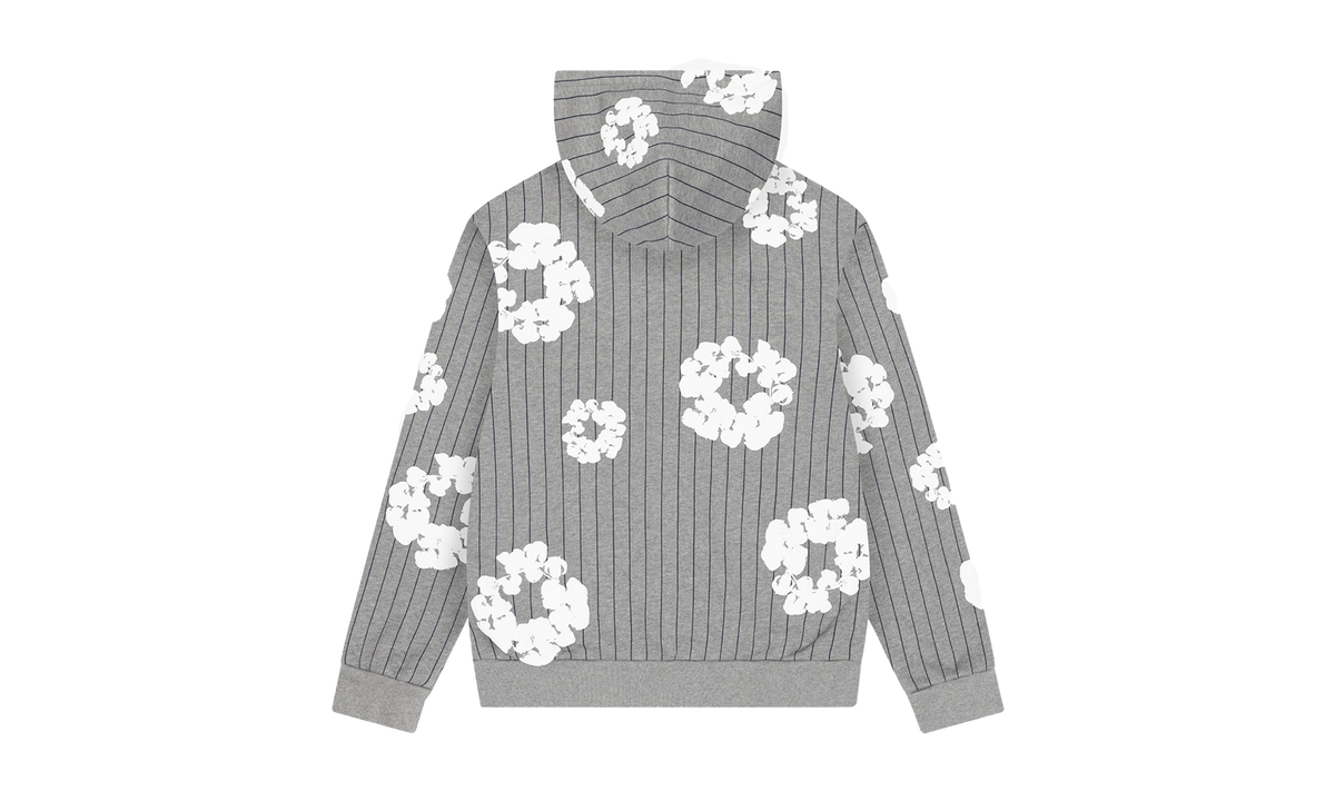 Pinstripe Wreath Zip Hoodie "Grey" DT241