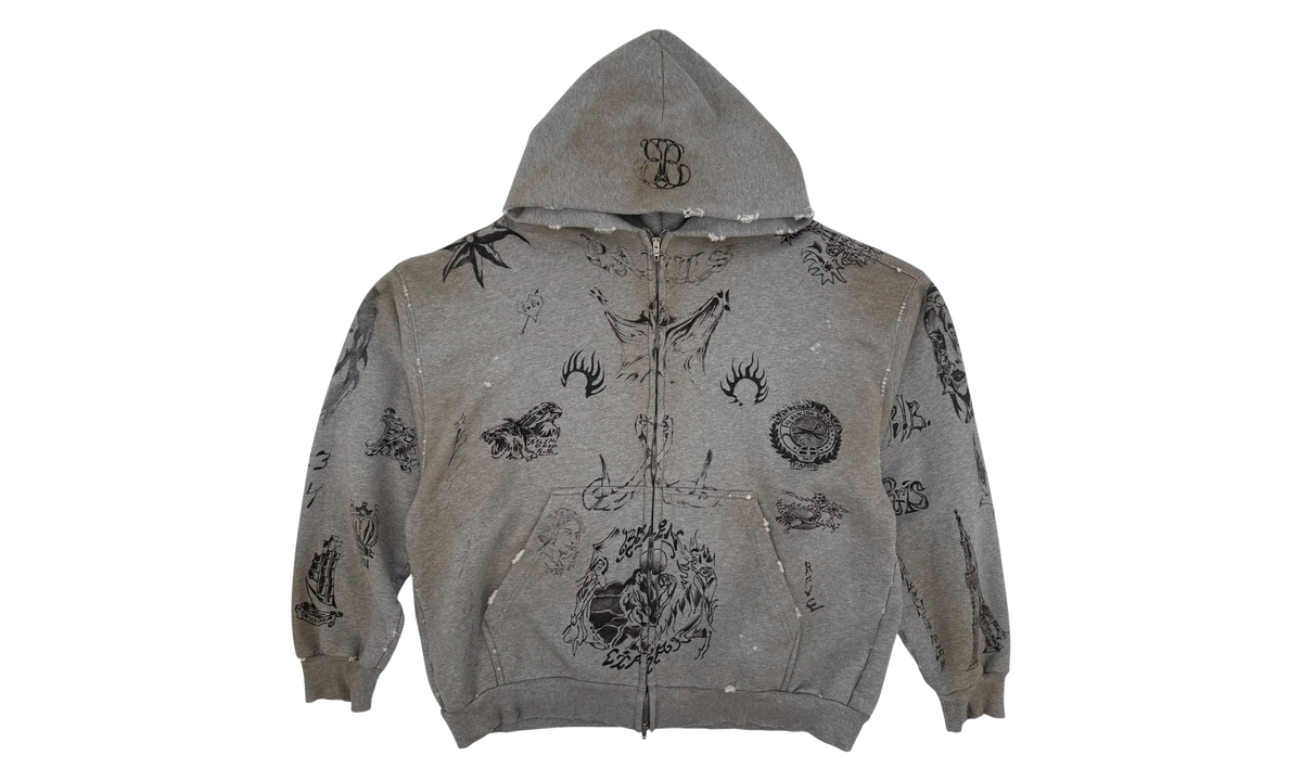Tattoo Heavy Molleton Zip-up Hoodie "Grey" 770939 TQVK1 1167