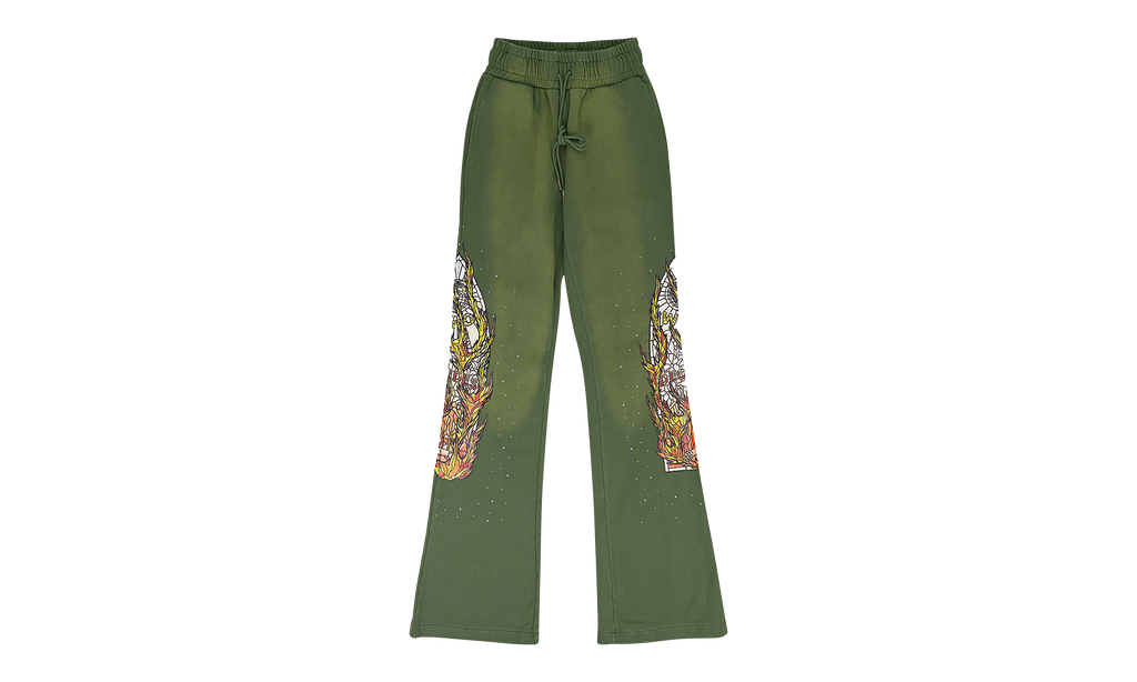 FLAME GLASS SWEATPANTS "GREEN" 1120010011SW