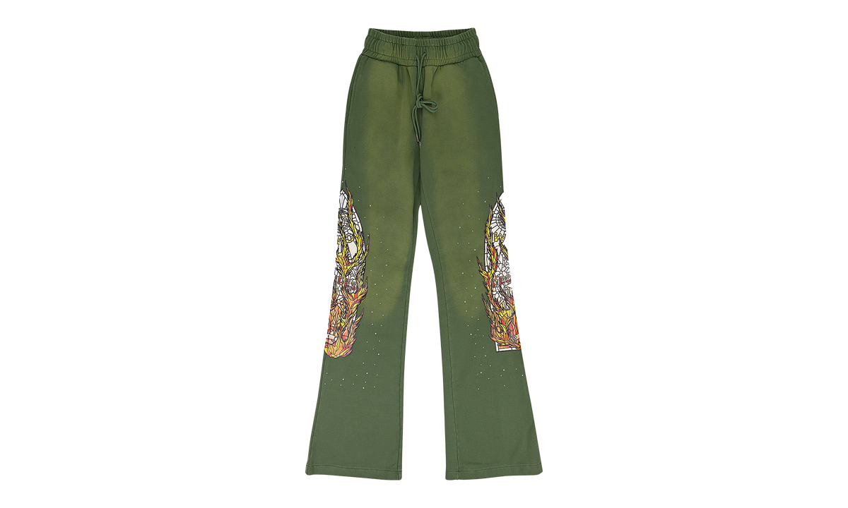 FLAME GLASS SWEATPANTS "GREEN" 1120010011SW