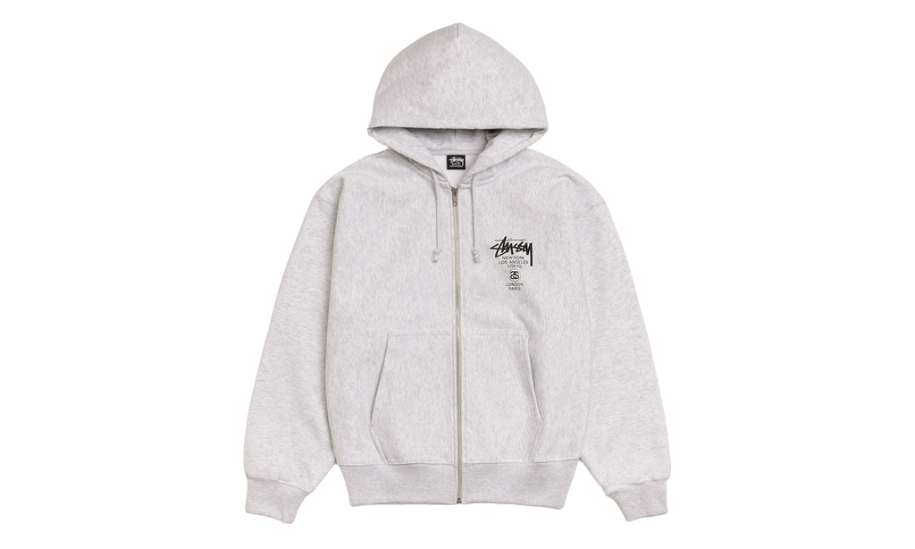 WORLD TOUR ZIP HOODIE "Ash Grey" STUS458