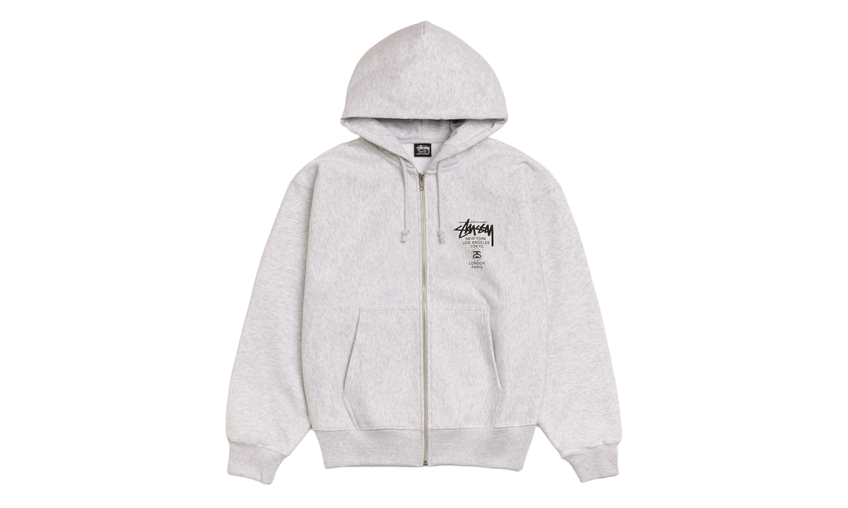 WORLD TOUR ZIP HOODIE "Ash Grey" STUS458