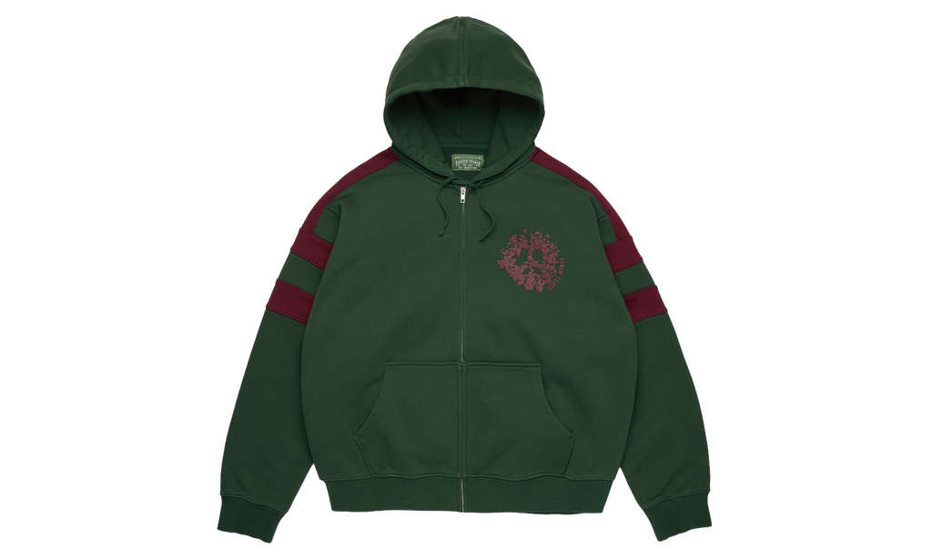 Denim U Paneled Zip Hoodie "Green" DT902