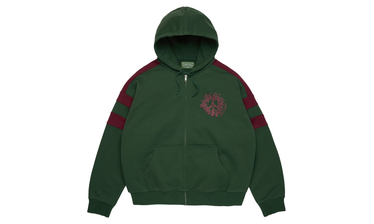 Denim U Paneled Zip Hoodie "Green" DT902