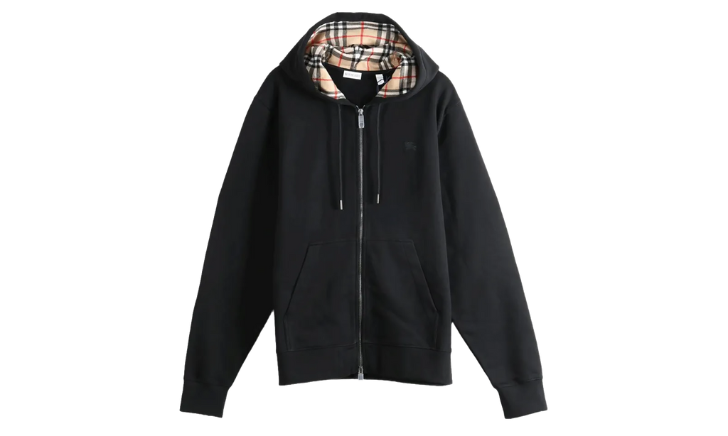 Check Hood Cotton Zip Hoodie "Black" 8135976