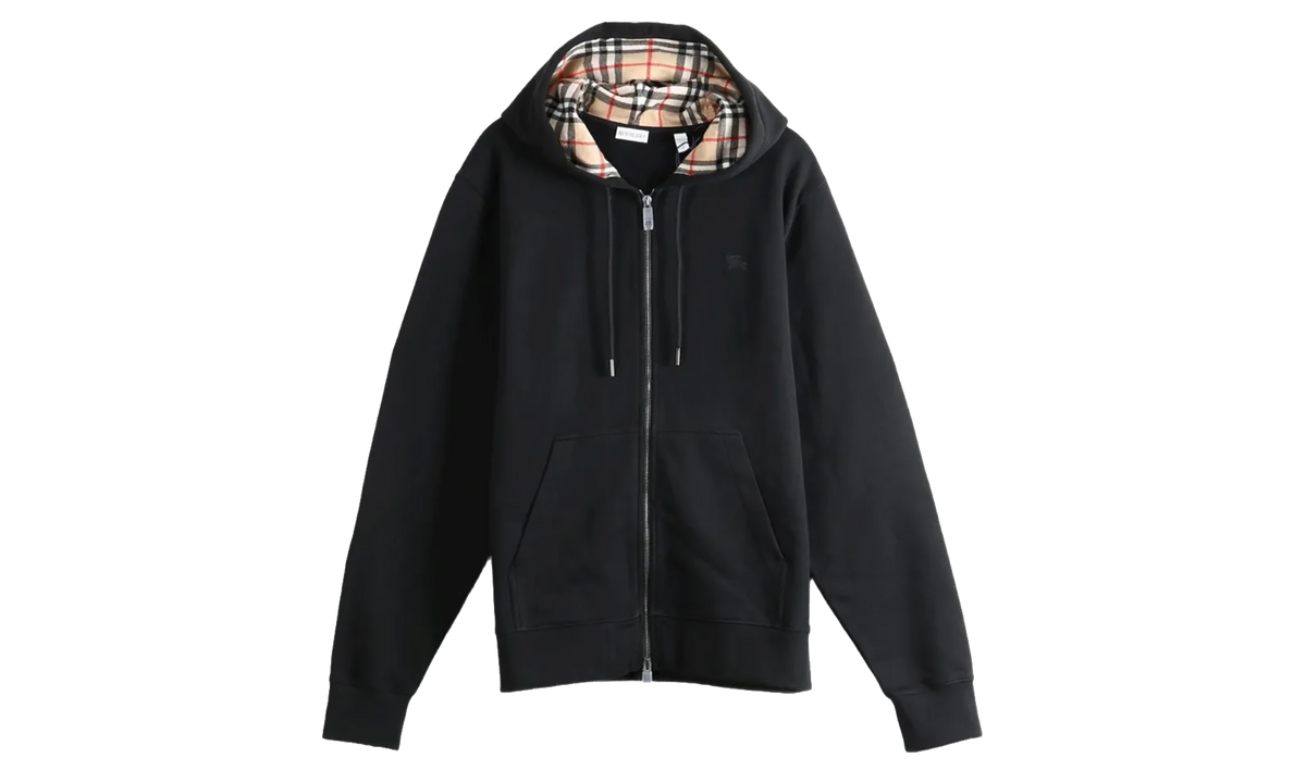 Check Hood Cotton Zip Hoodie "Black" 8135976
