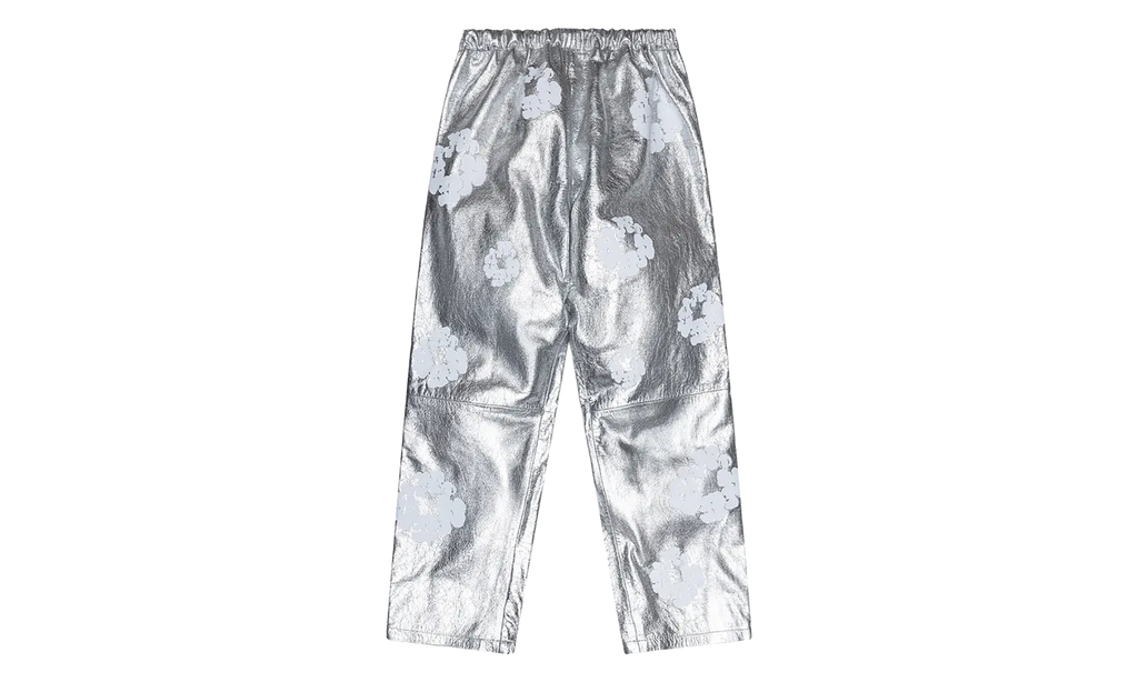 Leather Cotton Wreath Sweatpants "Silver" DT1007