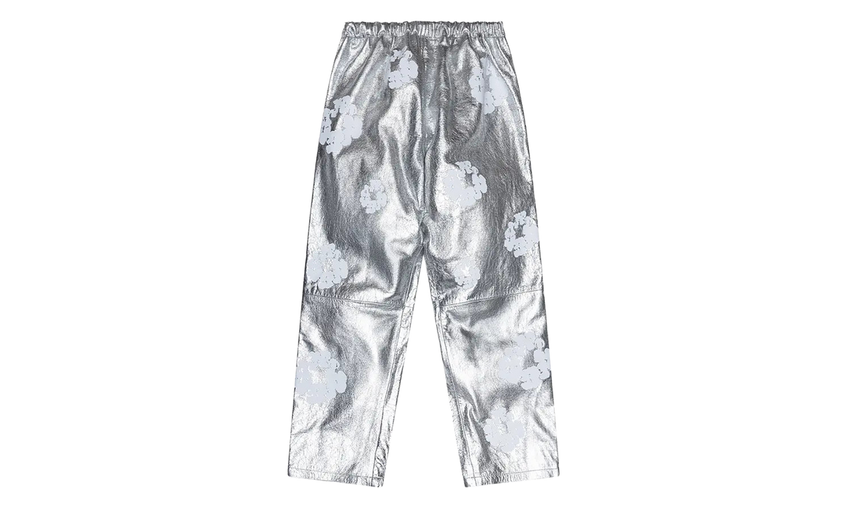 Leather Cotton Wreath Sweatpants "Silver" DT1007