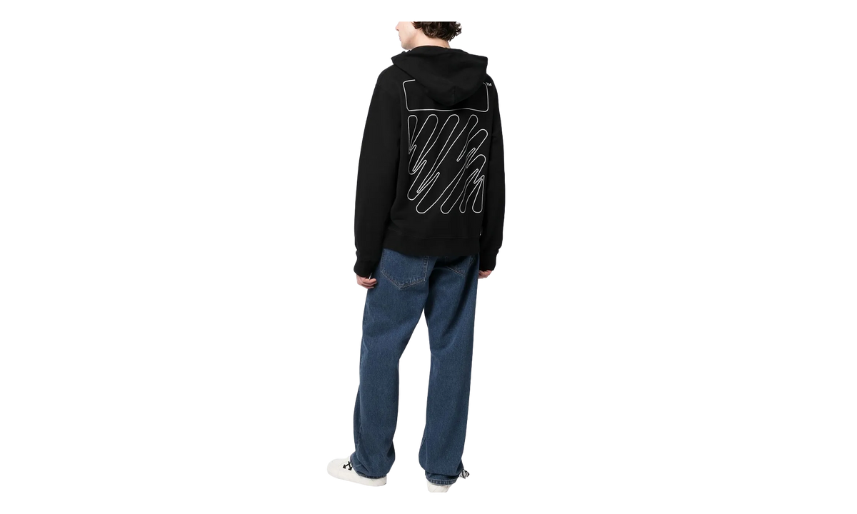 Wave Outline Diag Design Hoodie "Black" OMBB097C99FLE0171001