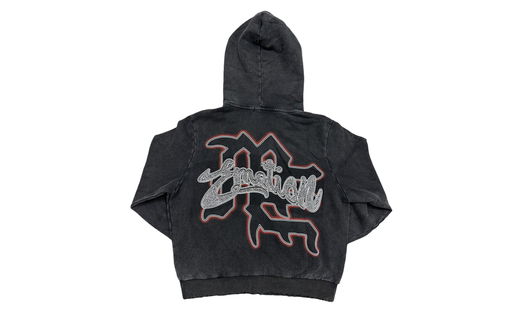 Rhinestone Hoodie "Acid Wash Black" MIXE106