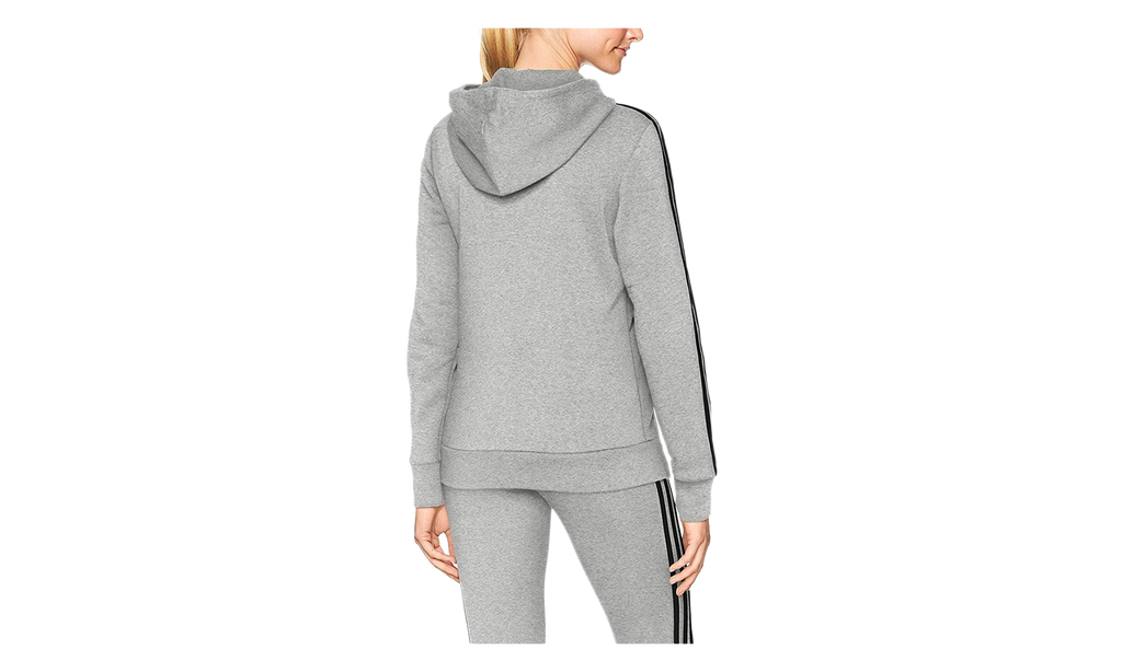 Essentials Cotton Fleece 3-Stripe Full Zip Hoodie WMNS "Grey / Black" CD2250