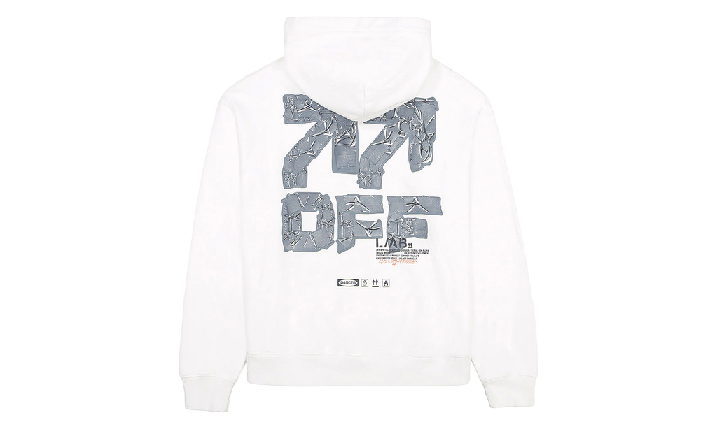 Off Active Duct Tape Pullover Hoodie "White" LABF26K081-WHT
