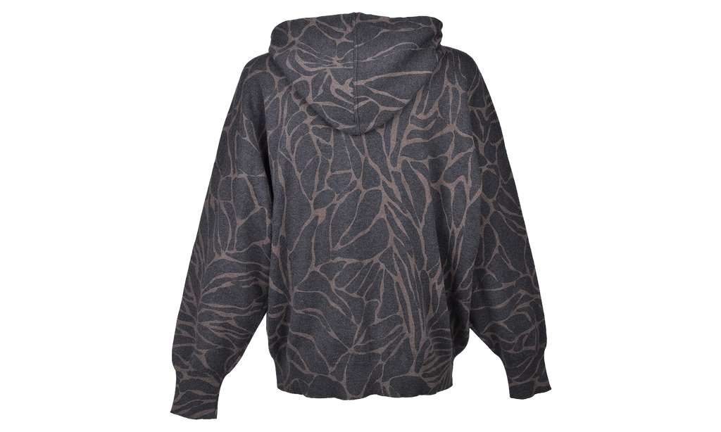 Cashmere Blend Patterned Hoodie WMNS "Black Stone" BRUN1837