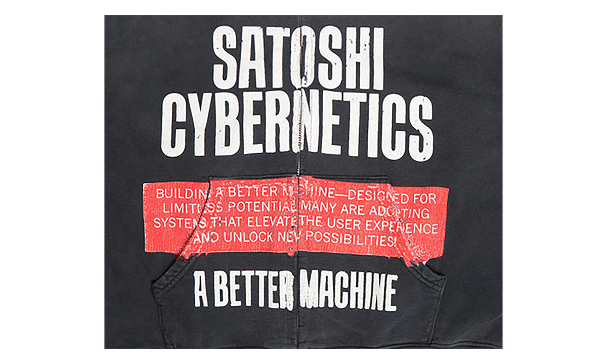 Cybernetics Zip Up Hoodie "Washed Black" fw25ho006