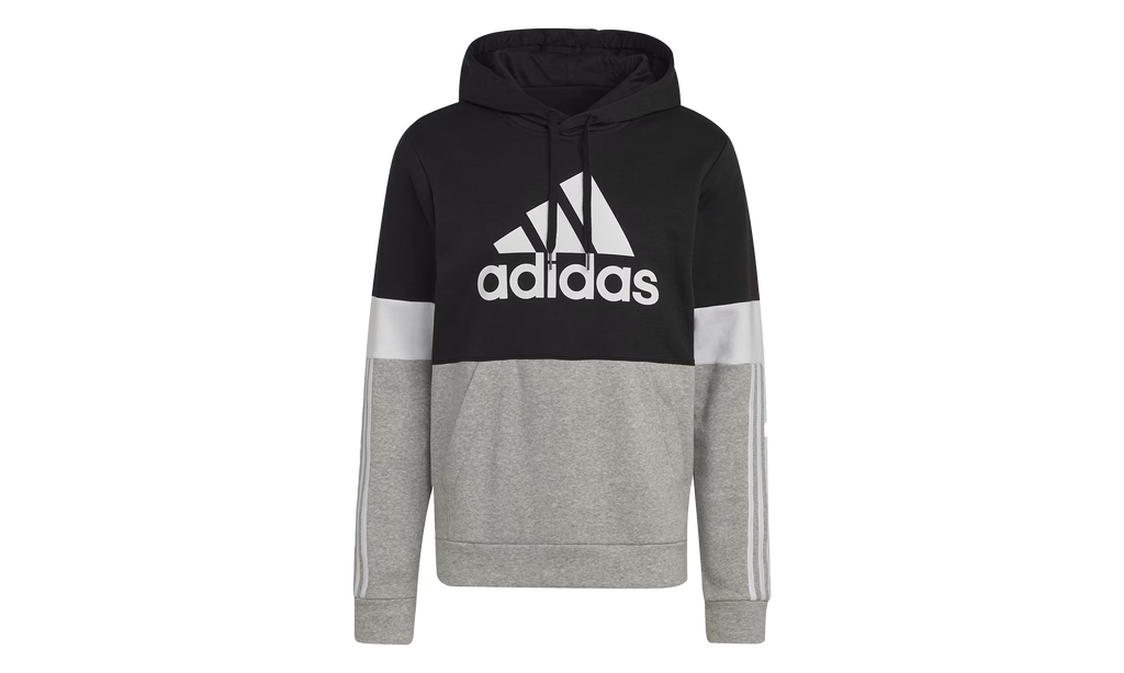 Essentials Fleece Colorblock Hoodie "Black / White / Medium Grey Heather" H14646