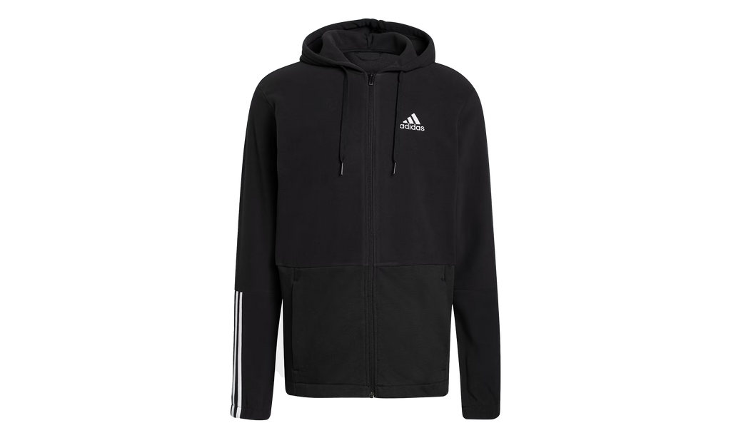 Essentials Polar Fleece Giant Logo Full-Zip Hoodie "Black / White" GV5297