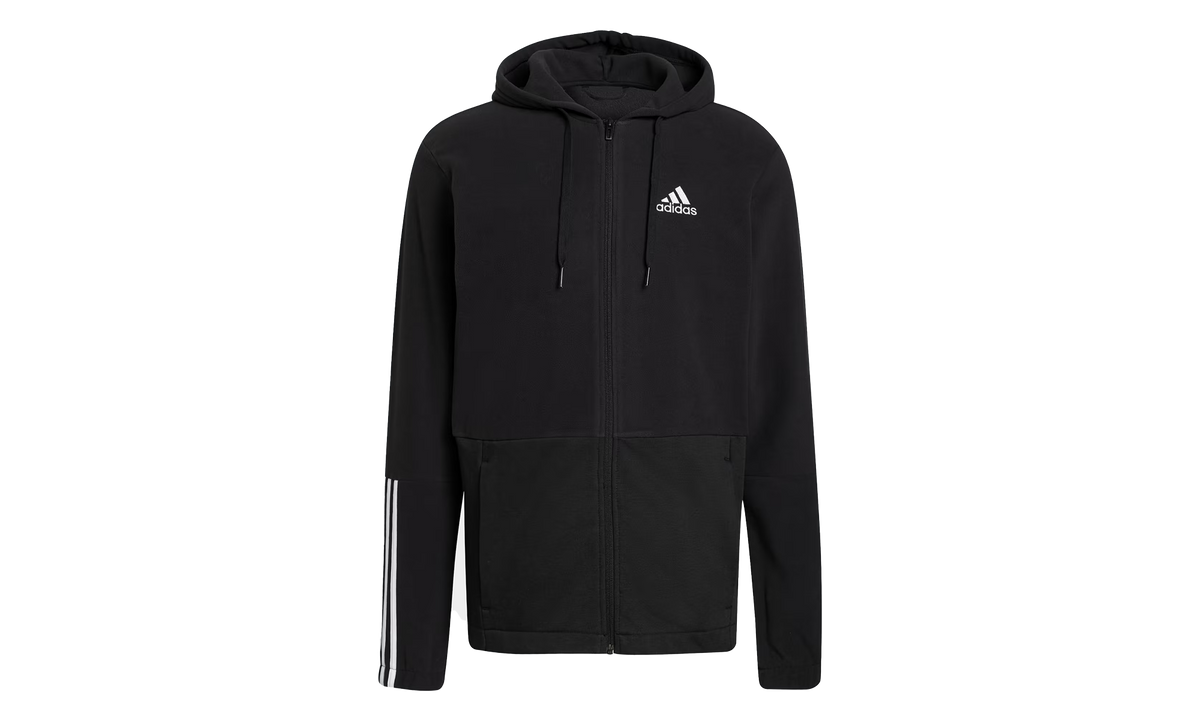 Essentials Polar Fleece Giant Logo Full-Zip Hoodie "Black / White" GV5297
