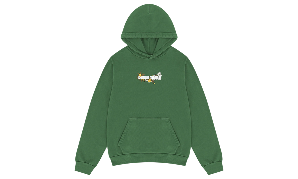 Cotton Floral Logo Hoodie "Green" DT220