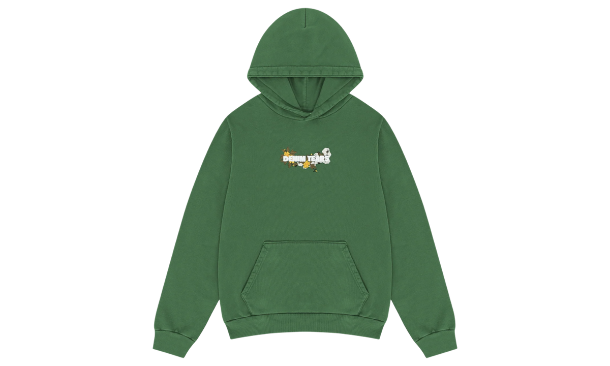 Cotton Floral Logo Hoodie "Green" DT220