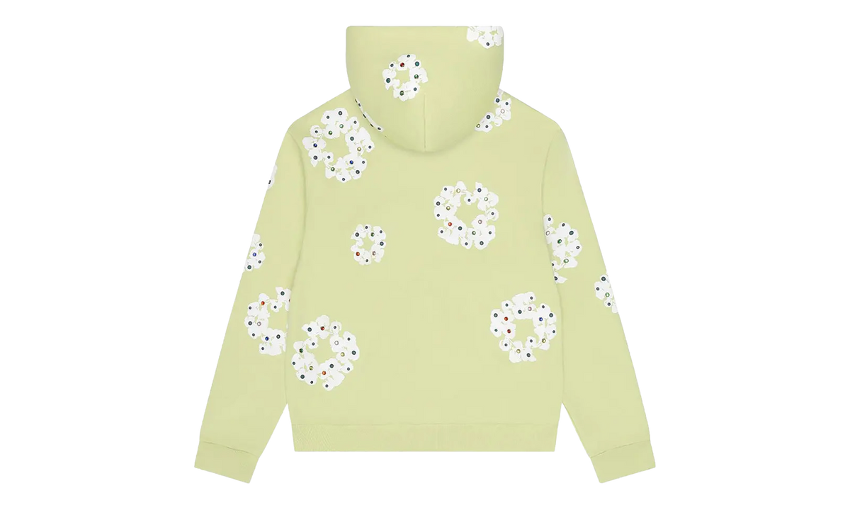 Rhinestone Cotton Wreath Zip Hoodie "Mint" DT517