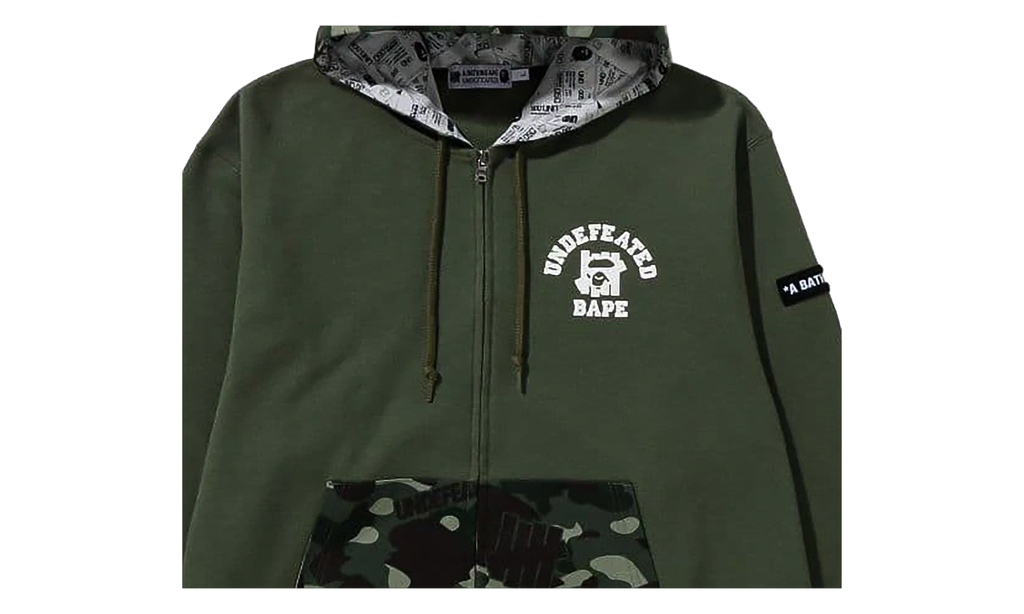 Bape X Undefeated Color Camo Zip-Up Hoodie "Green" BAPE072