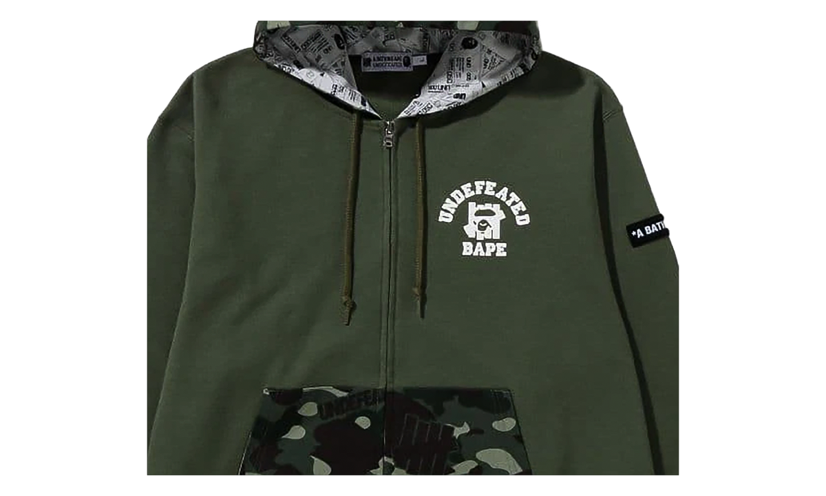 Bape X Undefeated Color Camo Zip-Up Hoodie "Green" BAPE072