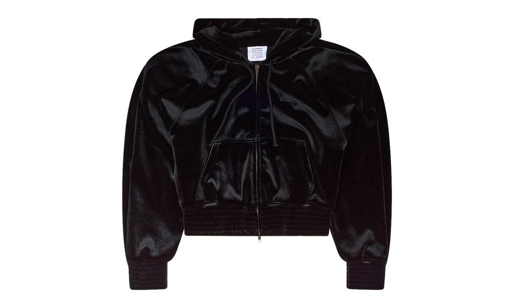 Velvet Rounded Shoulder Zip-Up Hoodie "Black" VTM-WHDS-0001