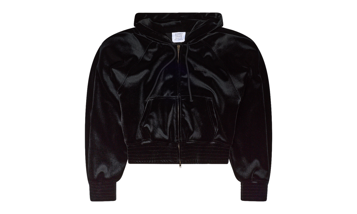 Velvet Rounded Shoulder Zip-Up Hoodie "Black" VTM-WHDS-0001