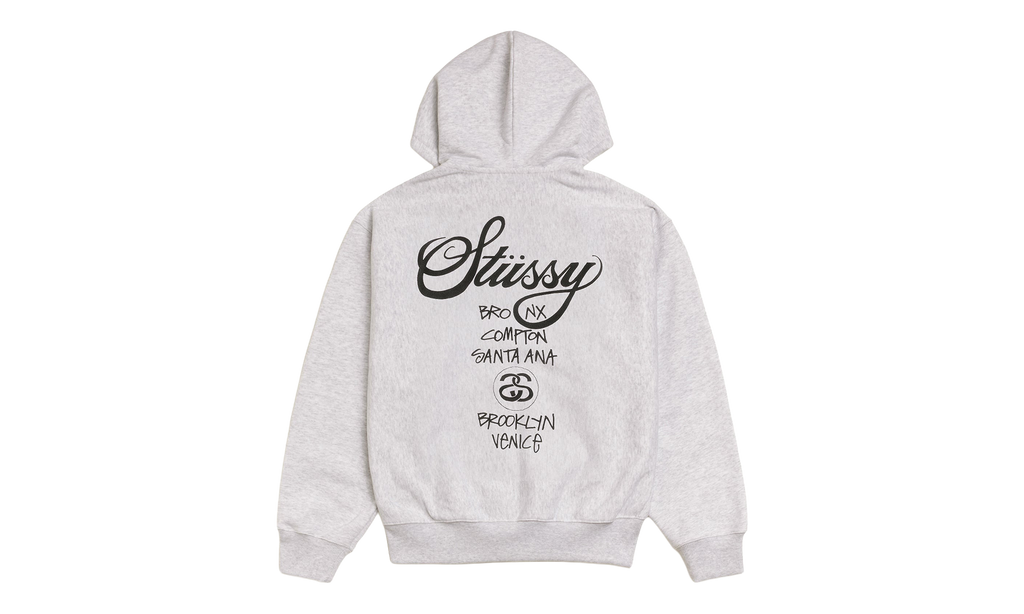 WORLD TOUR ZIP HOODIE "Ash Grey" STUS458