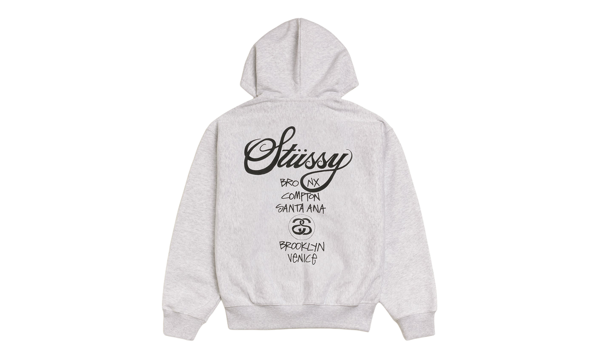 WORLD TOUR ZIP HOODIE "Ash Grey" STUS458