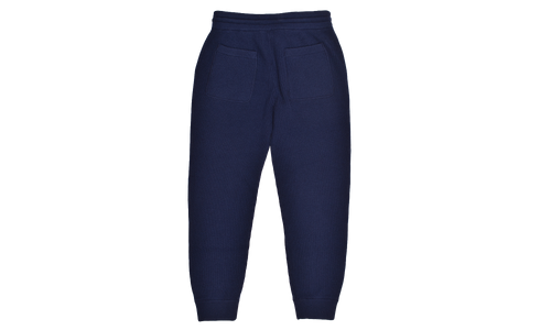 100% Cashmere Ribbed Fashion Knit Travel Drawstring Sweatpants "Navy" BRUN528