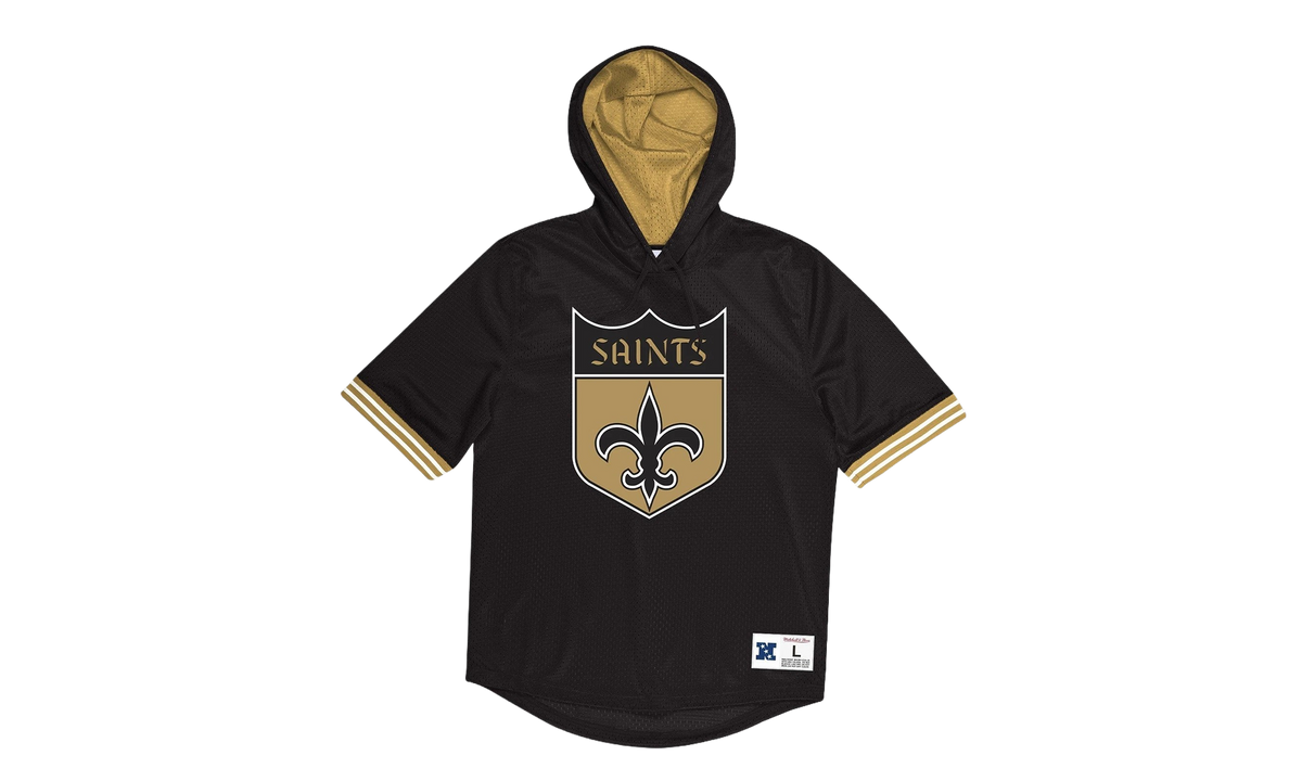 NFL Unbeaten Short Sleeve Mesh Hoodie "New Orleans Saints - Black" MSHSAJ19029 NOSBLCK