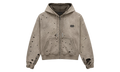 Charm Zip Up Distressed Hoodie "Taupe" 77S014