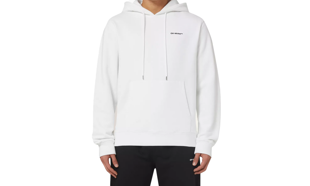 Wave Outline Diagonal Slim Hoodie "White / Black" G95QE0O5