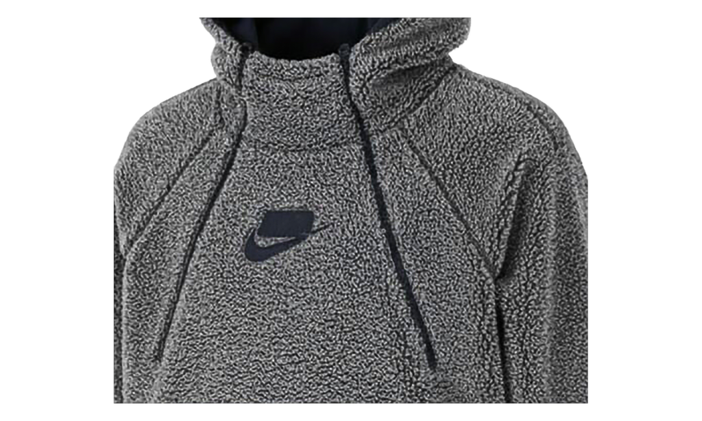 Sportswear Sherpa Pullover Hoodie WMNS "Atmosphere Grey / Dark Obsidian" AJ7284 027