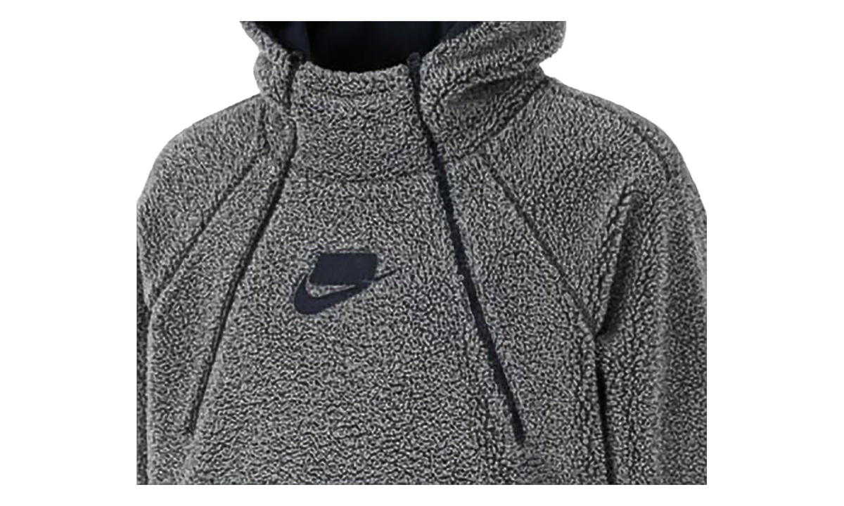 Sportswear Sherpa Pullover Hoodie WMNS "Atmosphere Grey / Dark Obsidian" AJ7284 027