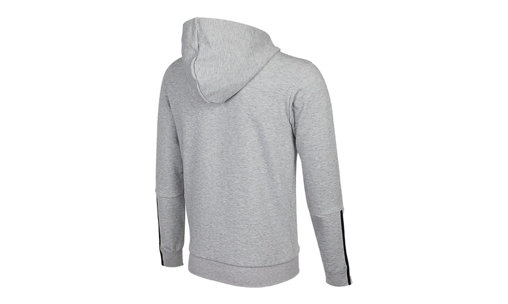 Essentials Doubleknit Cut 3-Stripes Full-Zip Hoodie "Medium Grey Heather / Black" H12214