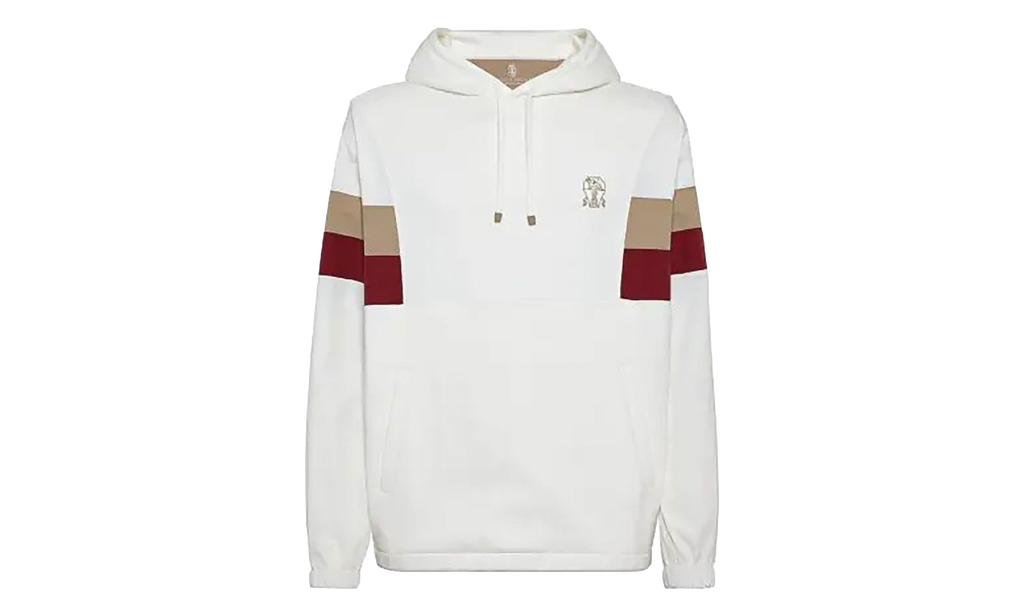 Paneled Logo-Printed Drawstring Hoodie "White" BRUN1145