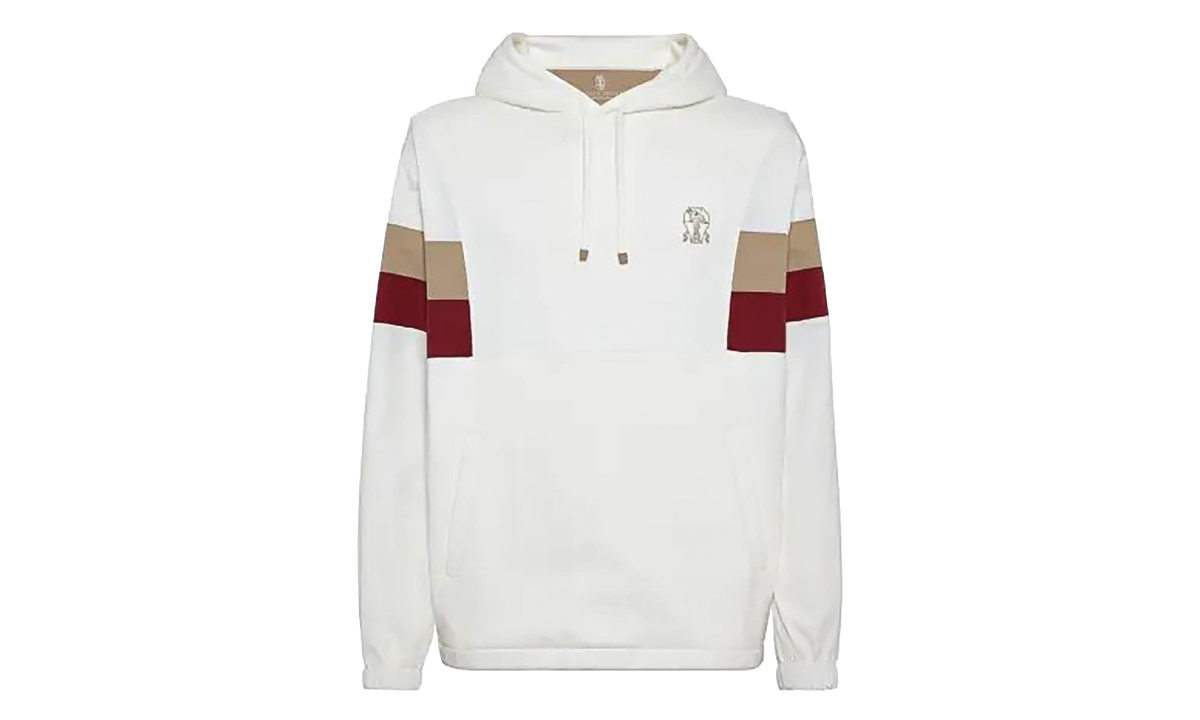 Paneled Logo-Printed Drawstring Hoodie "White" BRUN1145