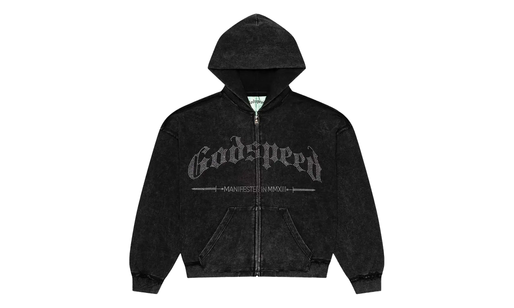 Studded OG Logo Hoodie "Black Wash" GS618