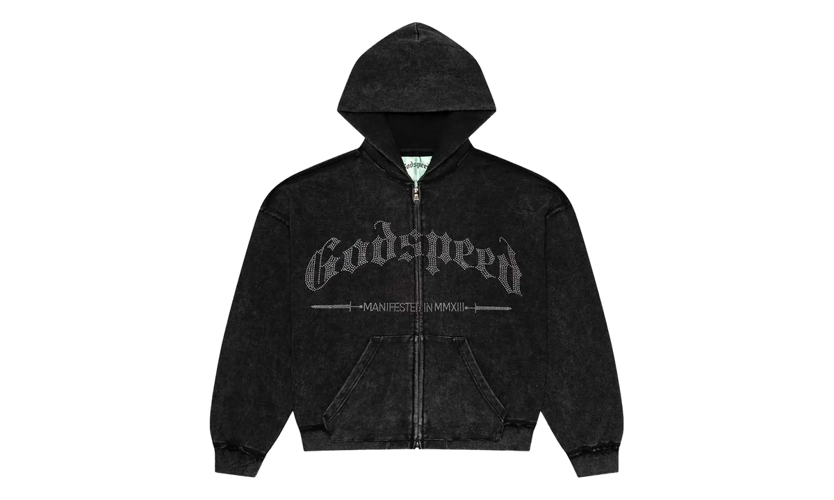 Studded OG Logo Hoodie "Black Wash" GS618
