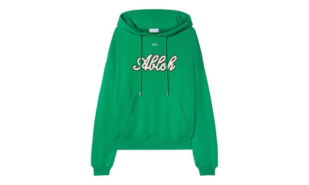Varsity Print Cotton Hoodie "College Green" OMBB118S24FLE0055561