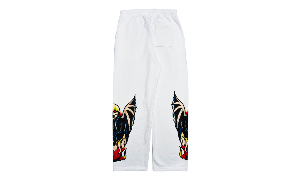 Xman Rhinestone Baggy Sweatpants "White" EHKC8005 1RS