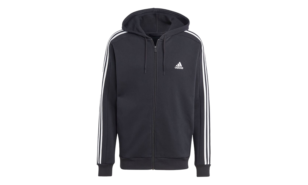 Essentials Fleece 3 Stripes Full-Zip Hoodie "Black" ib4029