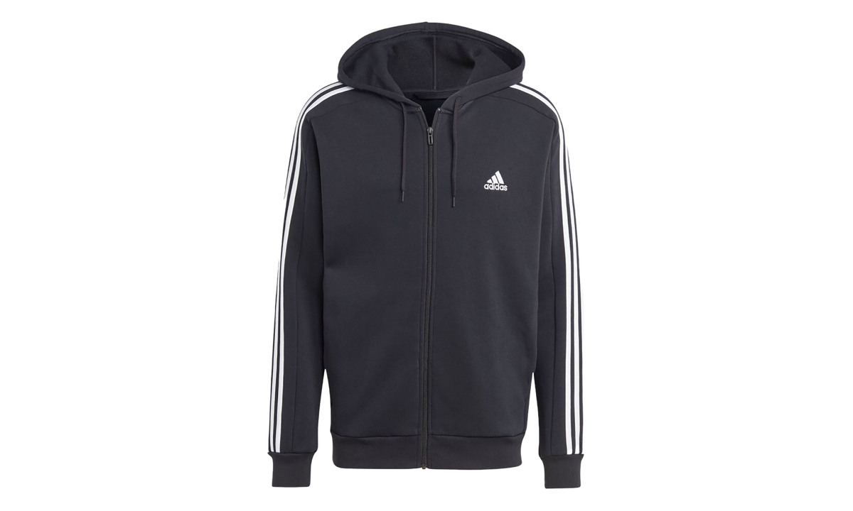 Essentials Fleece 3 Stripes Full-Zip Hoodie "Black" ib4029