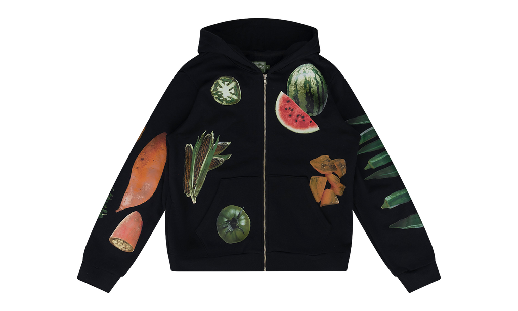 Kiss My Grits Fruit Collage Zip Hoodie "Black" DT700