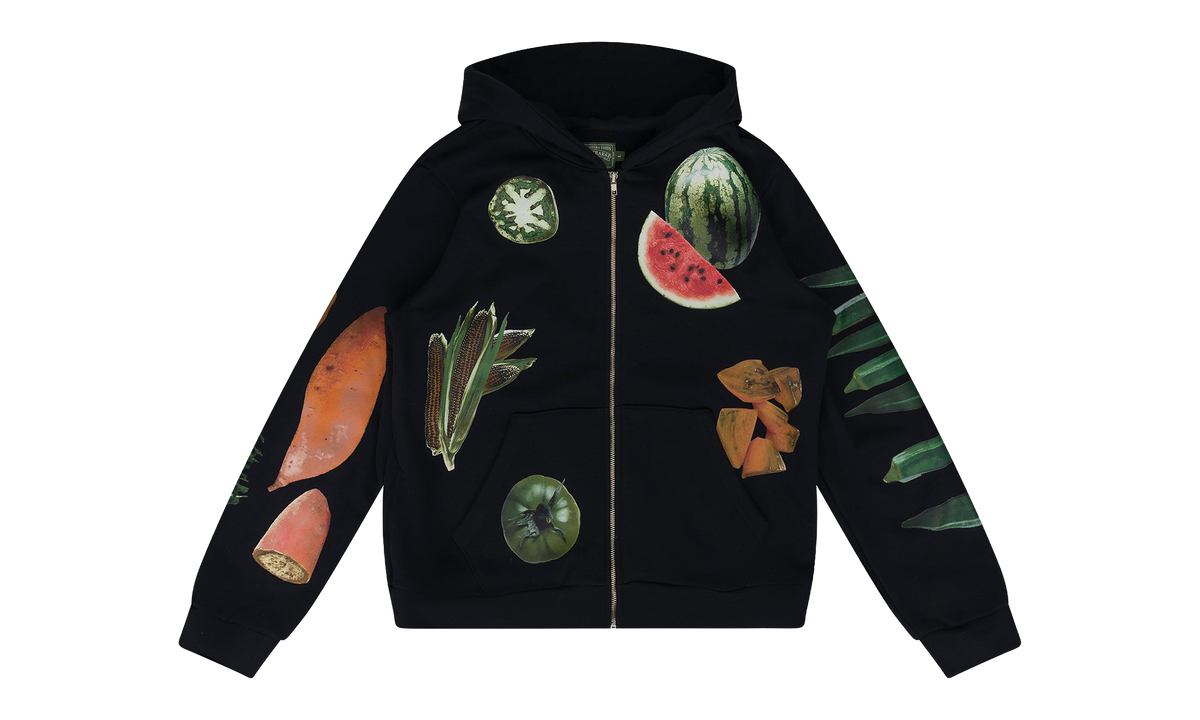 Kiss My Grits Fruit Collage Zip Hoodie "Black" DT700