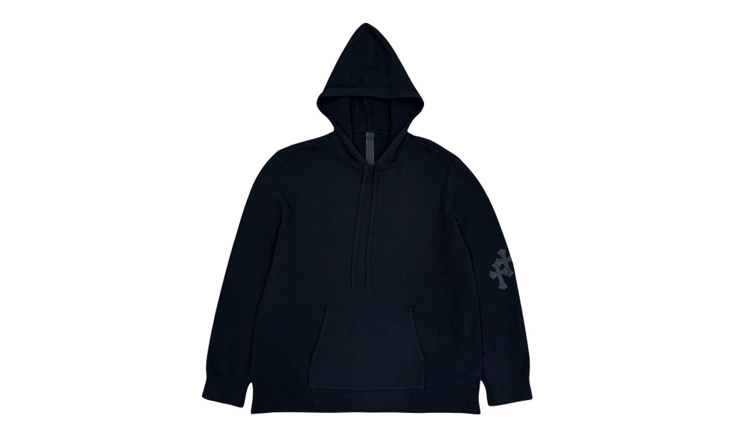 Leather Cross Patch Cashmere Hoodie "Black" CHRM1123