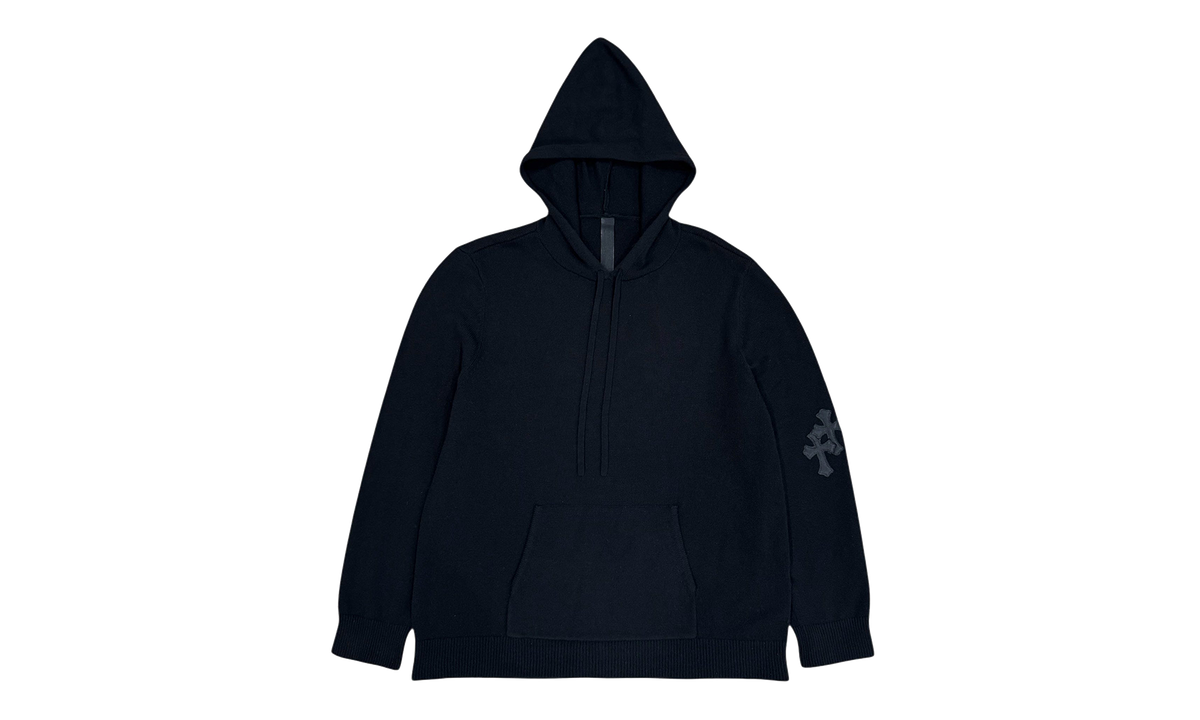 Leather Cross Patch Cashmere Hoodie "Black" CHRM1123