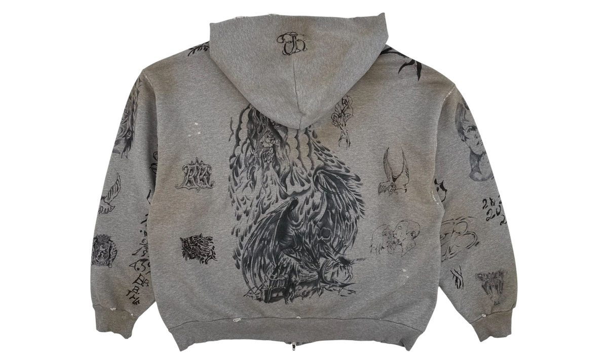 Tattoo Heavy Molleton Zip-up Hoodie "Grey" 770939 TQVK1 1167
